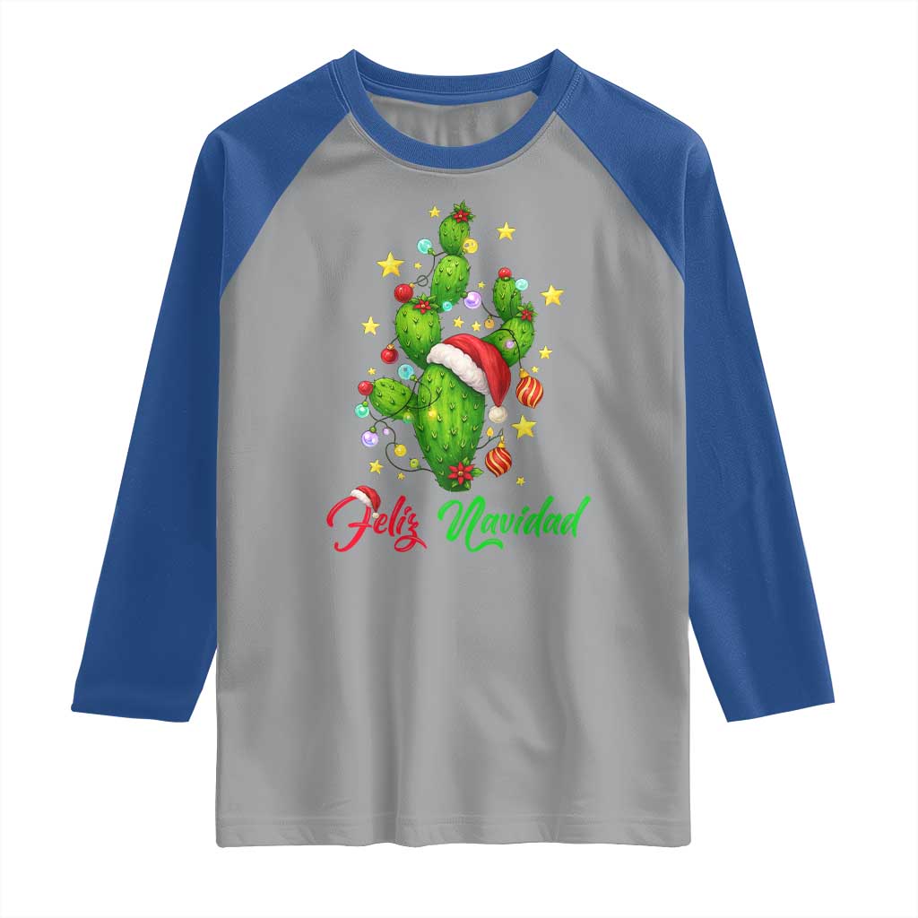 Feliz Navidad Cactus Raglan Shirt Funny Spanish Christmas Gift - Wonder Print Shop