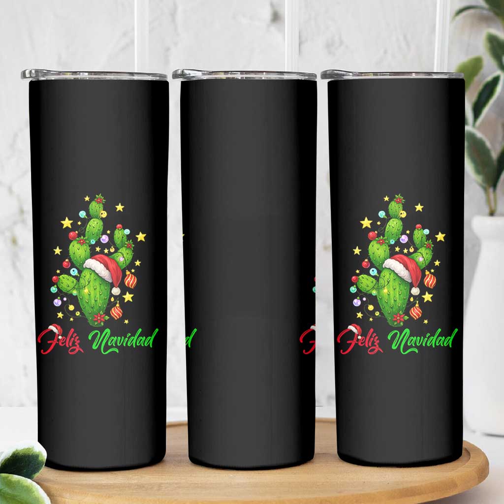 Feliz Navidad Cactus Skinny Tumbler Funny Spanish Christmas Gift - Wonder Print Shop