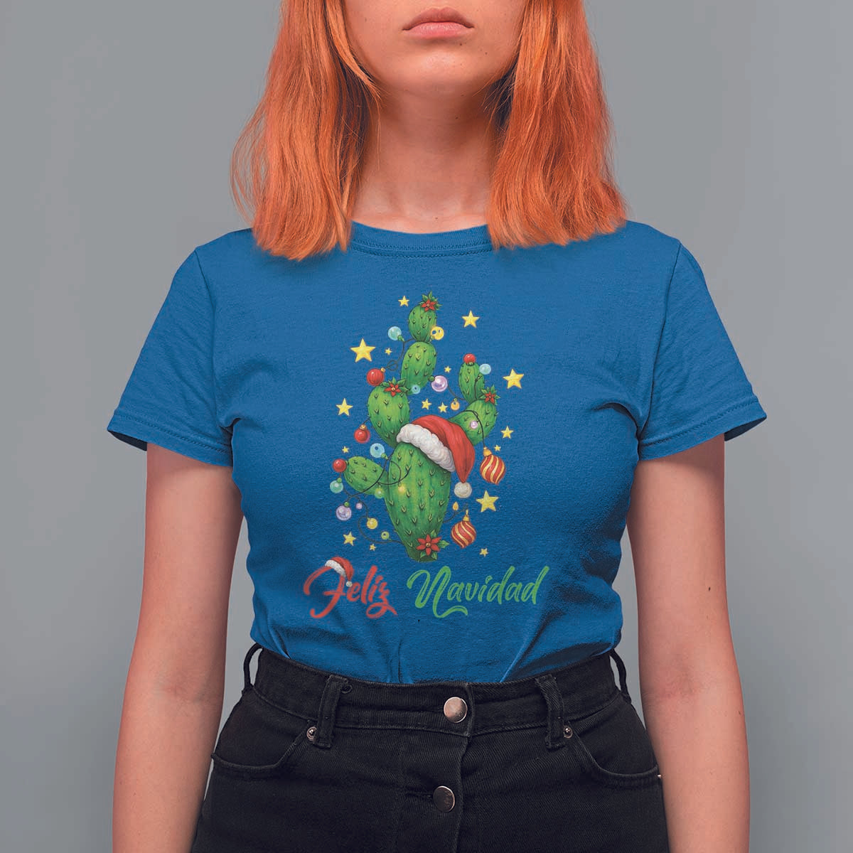 Feliz Navidad Cactus T Shirt For Women Funny Spanish Christmas Gift - Wonder Print Shop