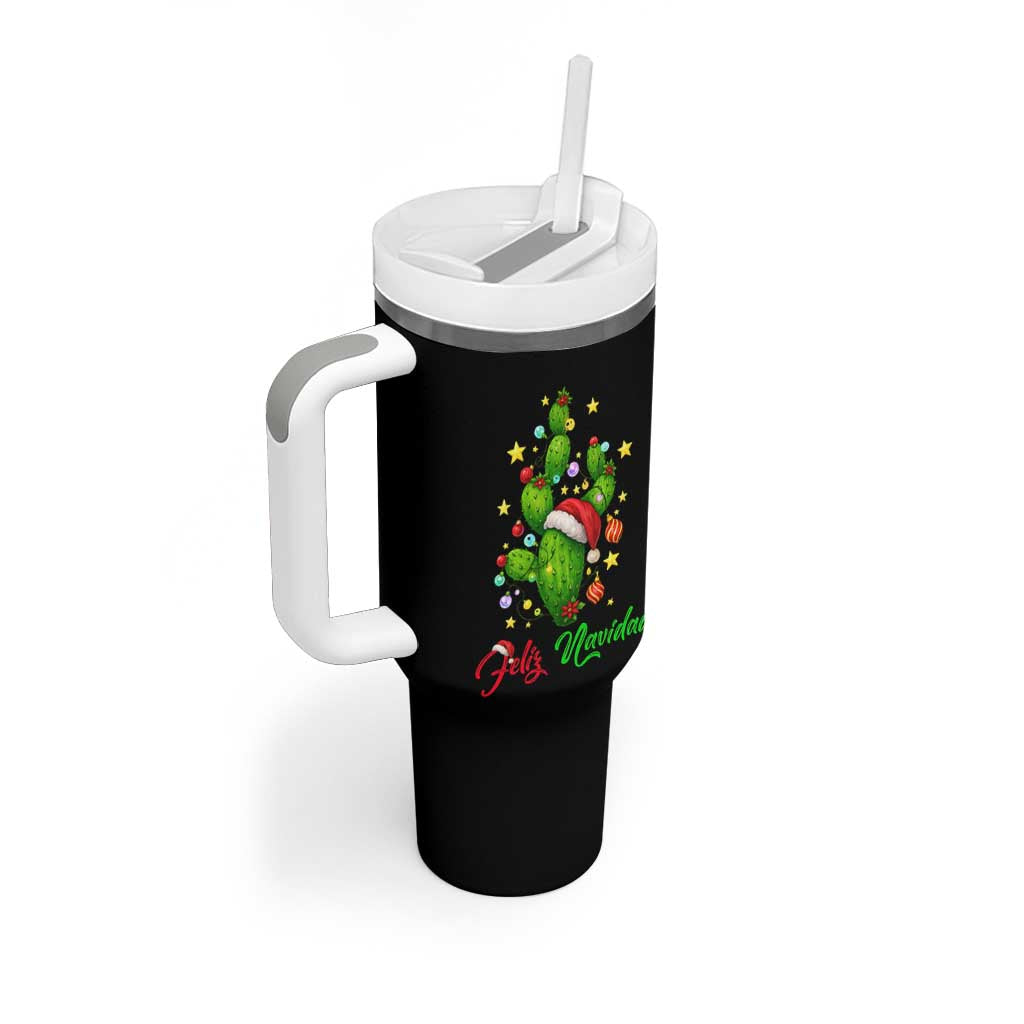 Feliz Navidad Cactus Tumbler With Handle Funny Spanish Christmas Gift - Wonder Print Shop