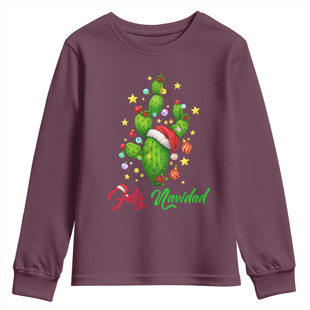 Feliz Navidad Cactus Youth Sweatshirt Funny Spanish Christmas Gift - Wonder Print Shop