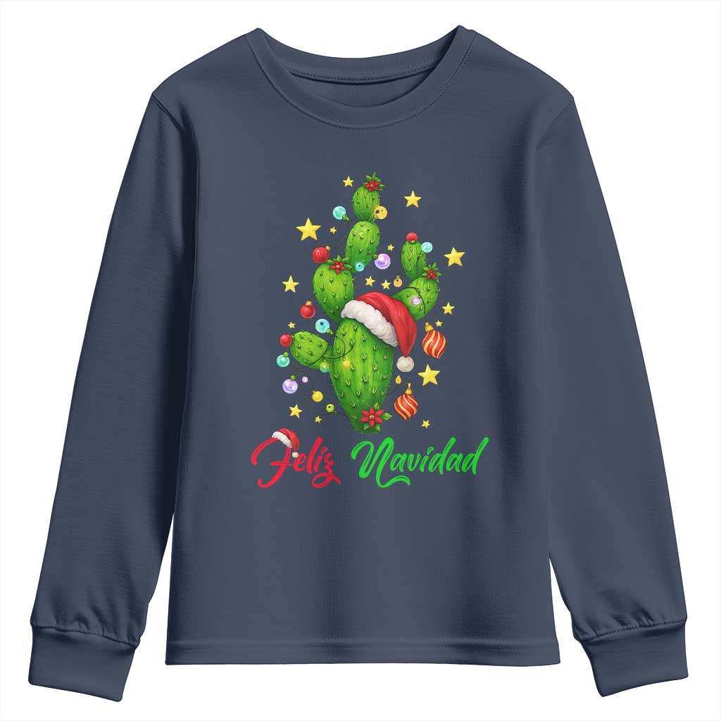 Feliz Navidad Cactus Youth Sweatshirt Funny Spanish Christmas Gift - Wonder Print Shop
