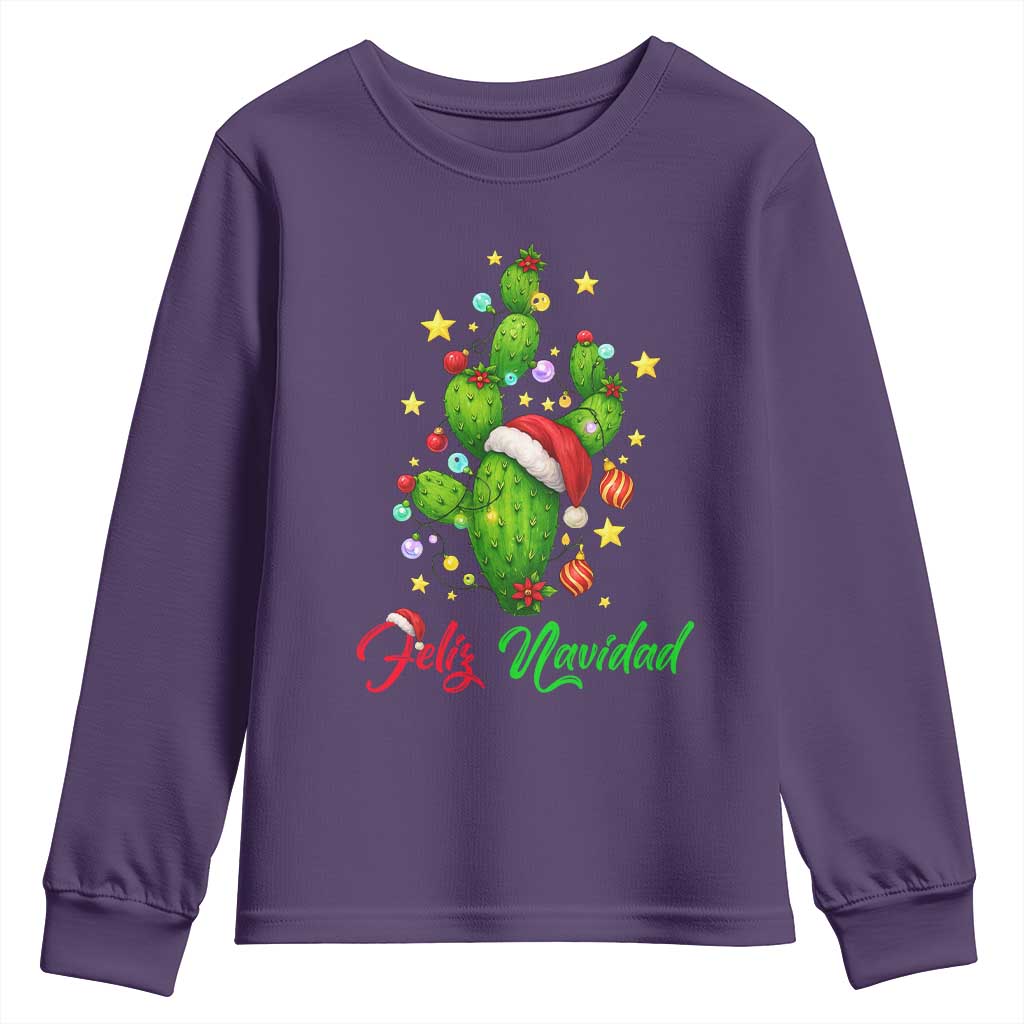 Feliz Navidad Cactus Youth Sweatshirt Funny Spanish Christmas Gift - Wonder Print Shop
