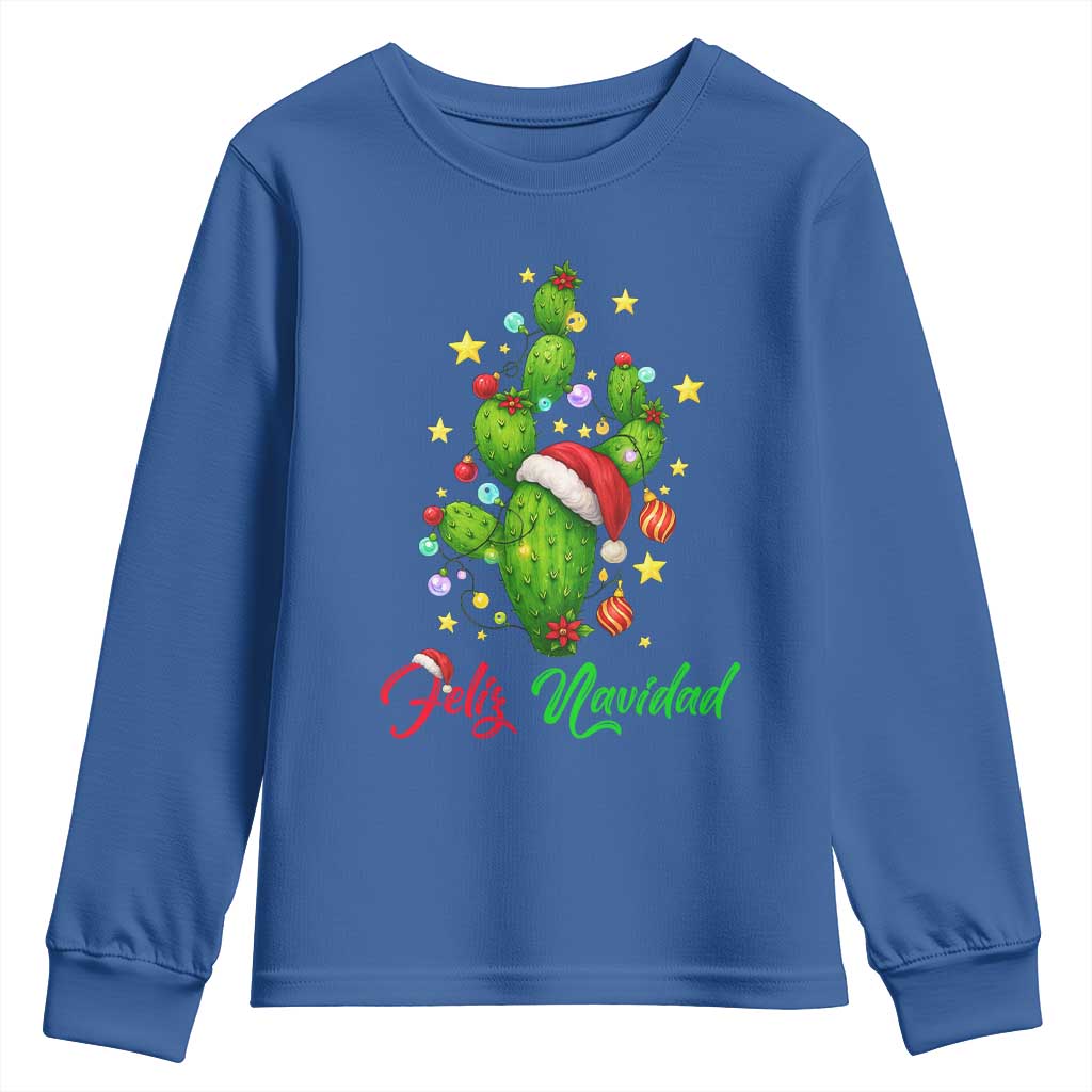 Feliz Navidad Cactus Youth Sweatshirt Funny Spanish Christmas Gift - Wonder Print Shop