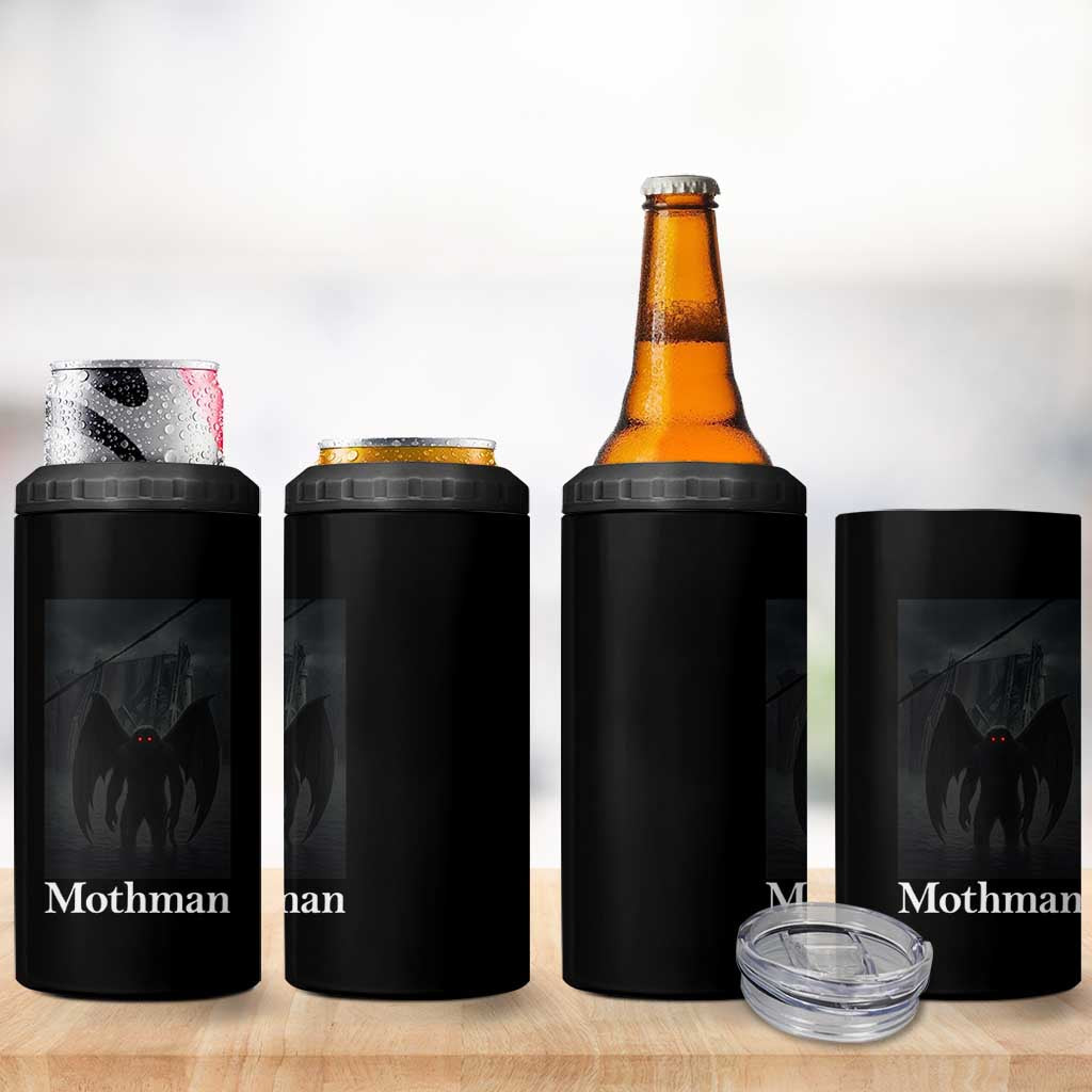 Mothman 4 in 1 Can Cooler Tumbler Folklore Cryptid Gift Silver Bridge West Virginia
