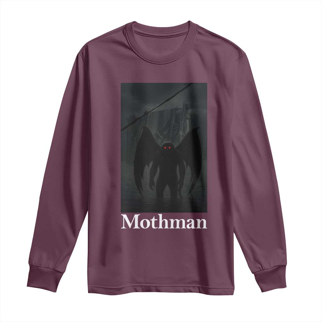 Mothman Long Sleeve Shirt Folklore Cryptid Gift Silver Bridge West Virginia - Wonder Print Shop