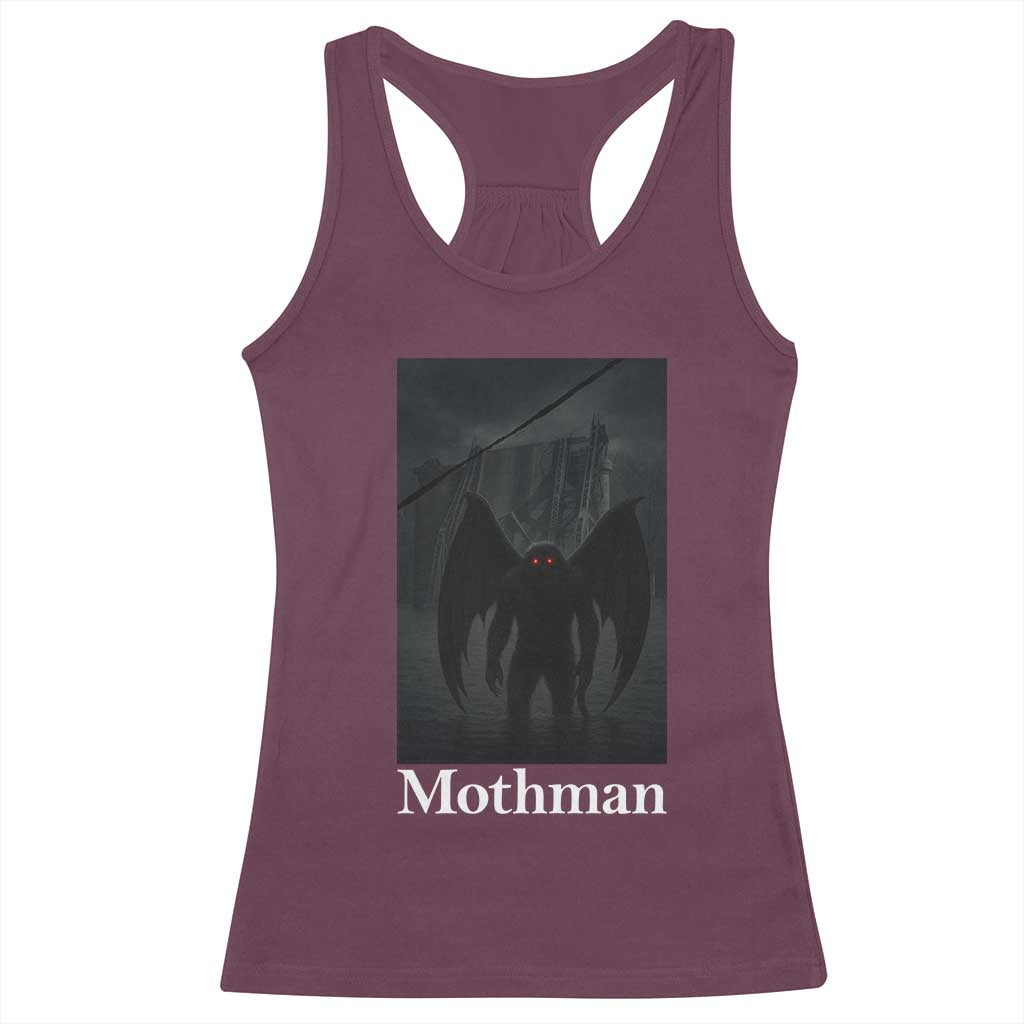 Mothman Racerback Tank Top Folklore Cryptid Gift Silver Bridge West Virginia - Wonder Print Shop