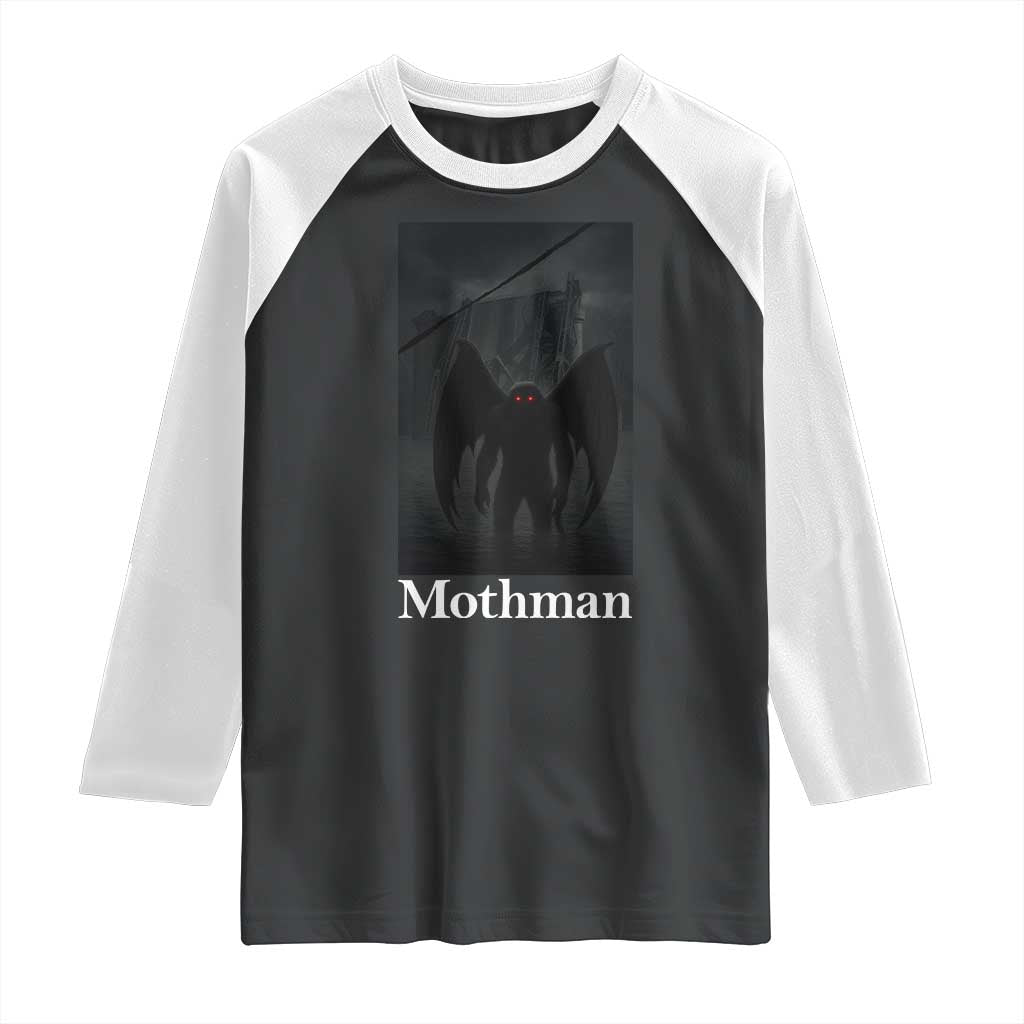 Mothman Raglan Shirt Folklore Cryptid Gift Silver Bridge West Virginia - Wonder Print Shop