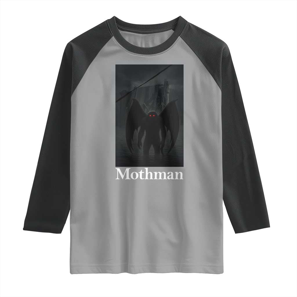 Mothman Raglan Shirt Folklore Cryptid Gift Silver Bridge West Virginia - Wonder Print Shop