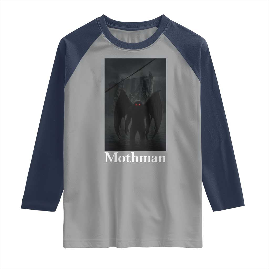 Mothman Raglan Shirt Folklore Cryptid Gift Silver Bridge West Virginia - Wonder Print Shop