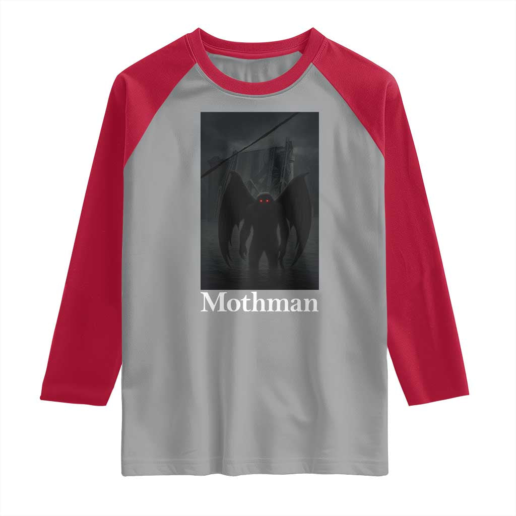 Mothman Raglan Shirt Folklore Cryptid Gift Silver Bridge West Virginia - Wonder Print Shop