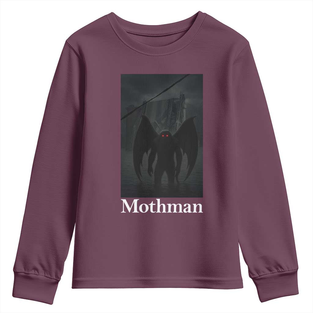 Mothman Youth Sweatshirt Folklore Cryptid Gift Silver Bridge West Virginia - Wonder Print Shop