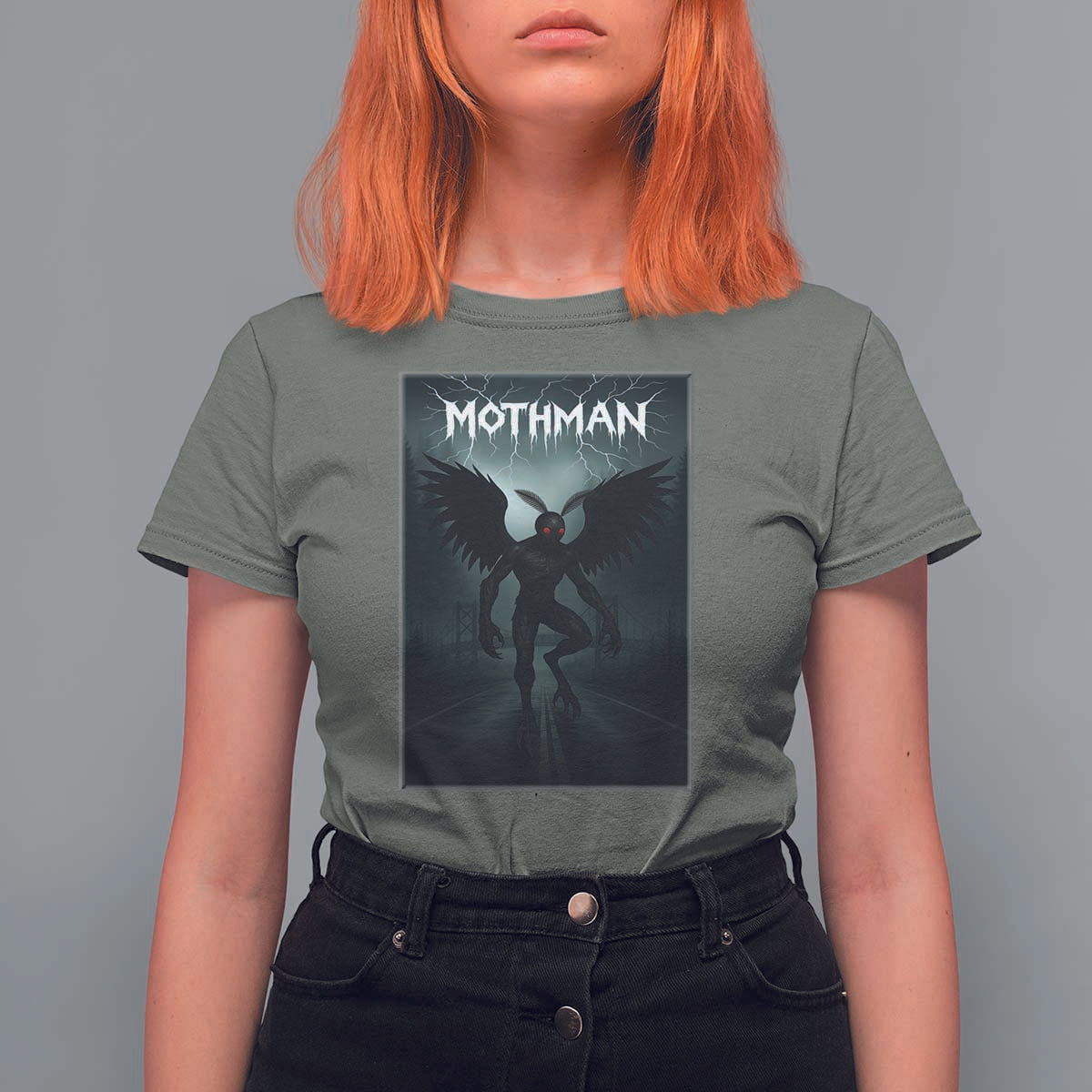 Mothman T Shirt For Women Folklore Gothic Horror Cryptid Gift - Wonder Print Shop