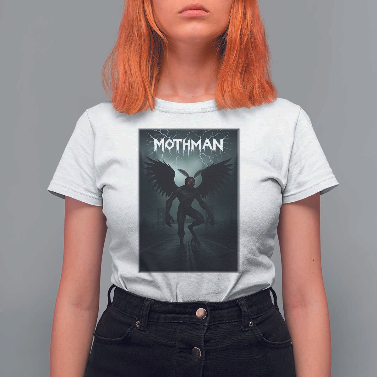 Mothman T Shirt For Women Folklore Gothic Horror Cryptid Gift - Wonder Print Shop