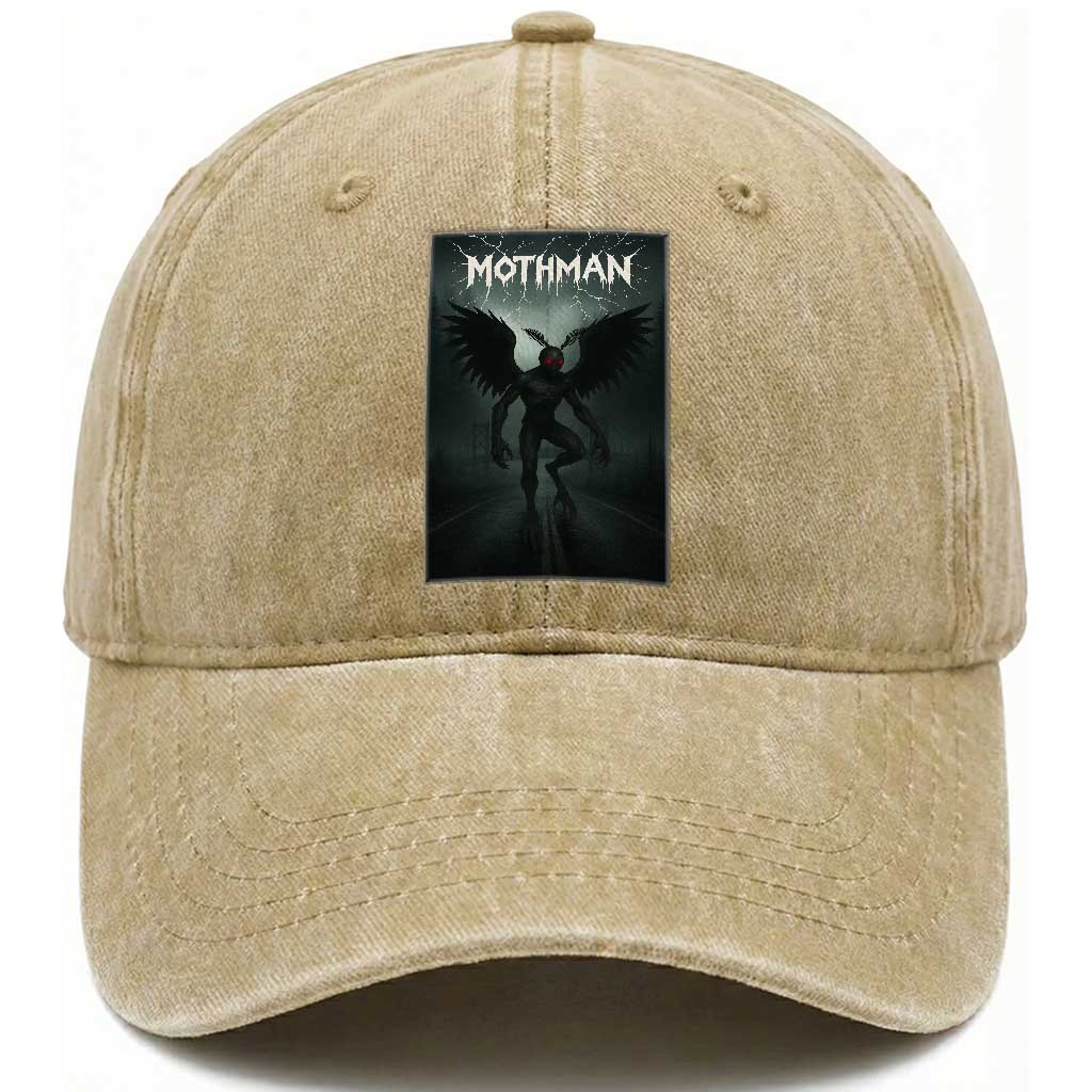 Mothman Washed Cotton Baseball Cap Folklore Gothic Horror Cryptid Gift
