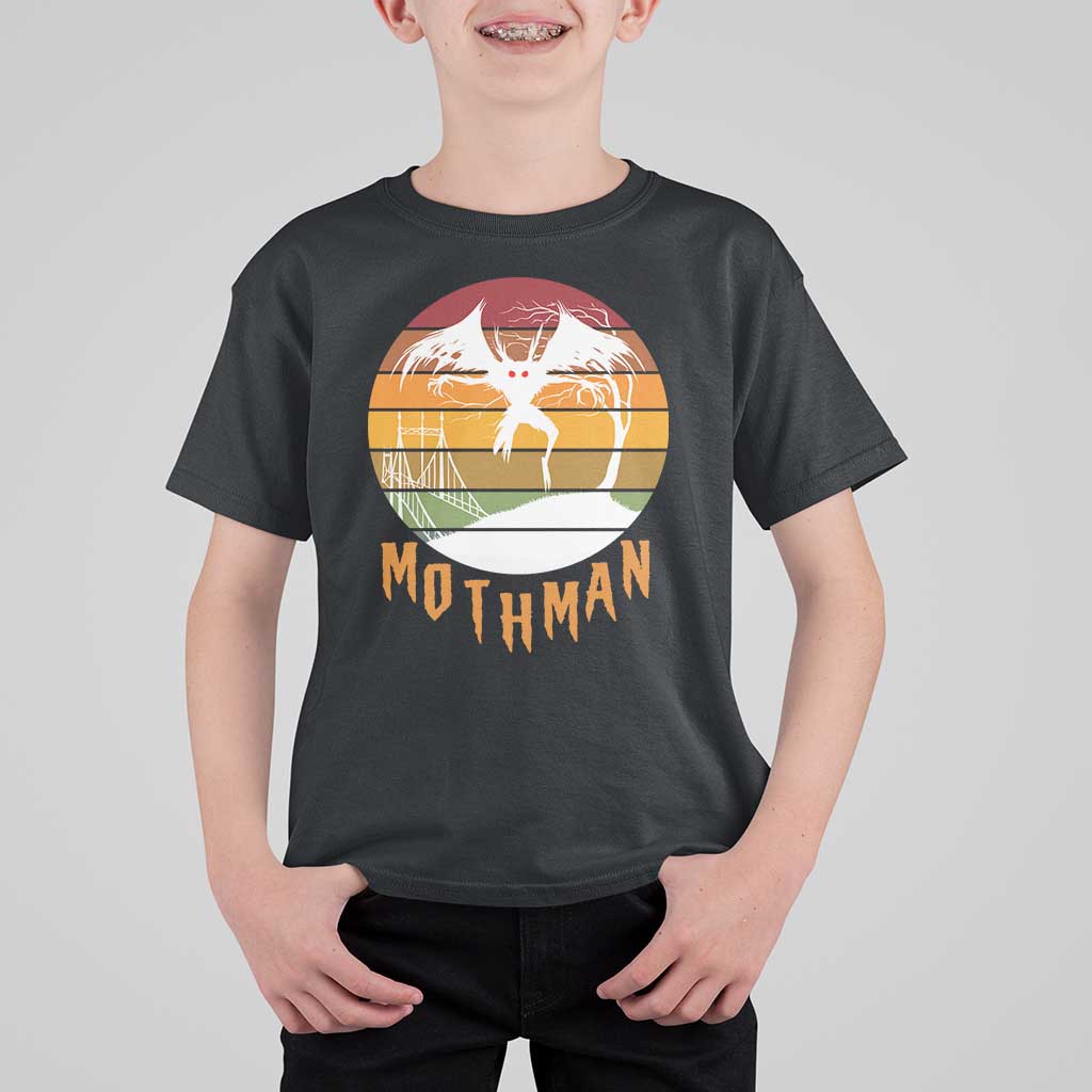 Mothman T Shirt For Kid Retro Vintage Cryptid Gothic Horror Gift - Wonder Print Shop