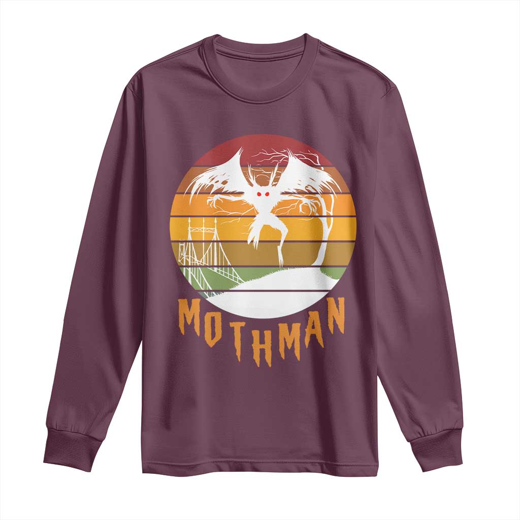 Mothman Long Sleeve Shirt Retro Vintage Cryptid Gothic Horror Gift - Wonder Print Shop