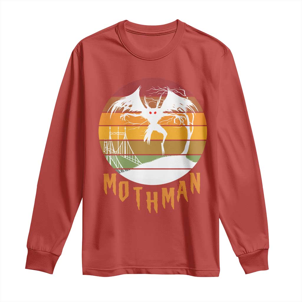 Mothman Long Sleeve Shirt Retro Vintage Cryptid Gothic Horror Gift - Wonder Print Shop