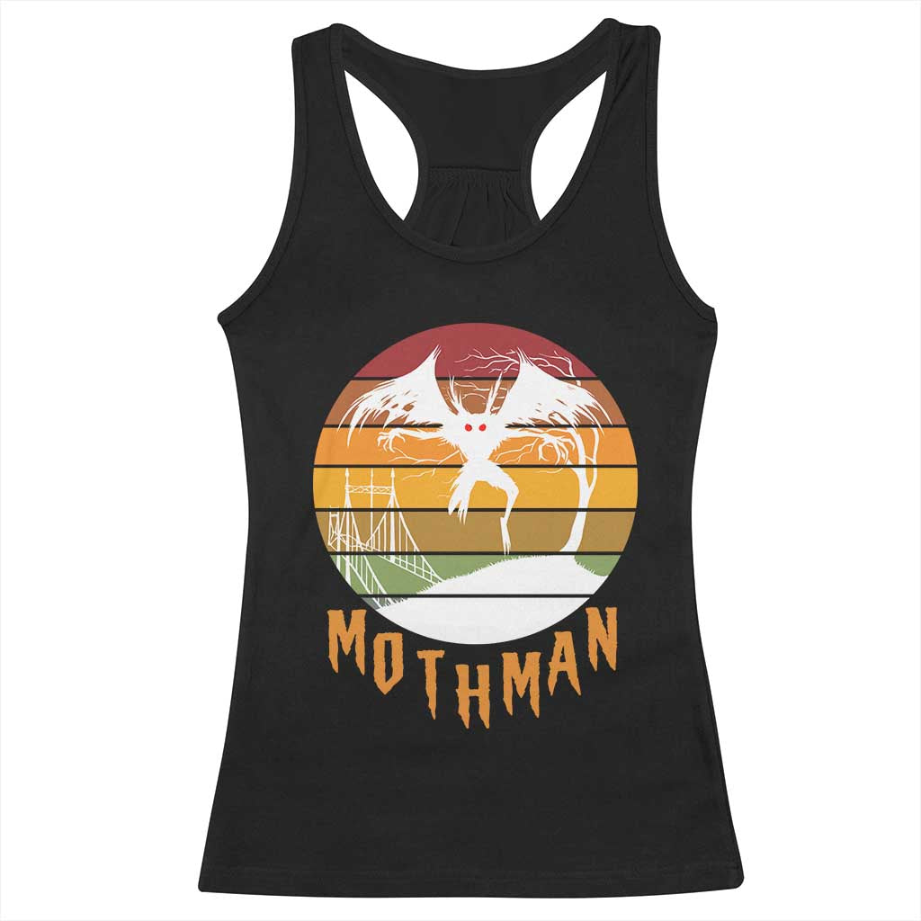 Mothman Racerback Tank Top Retro Vintage Cryptid Gothic Horror Gift - Wonder Print Shop