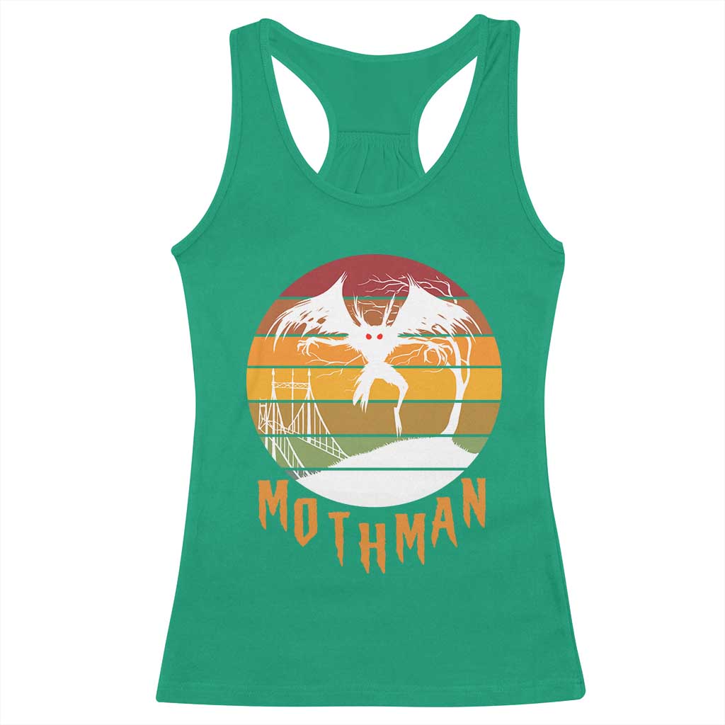 Mothman Racerback Tank Top Retro Vintage Cryptid Gothic Horror Gift - Wonder Print Shop