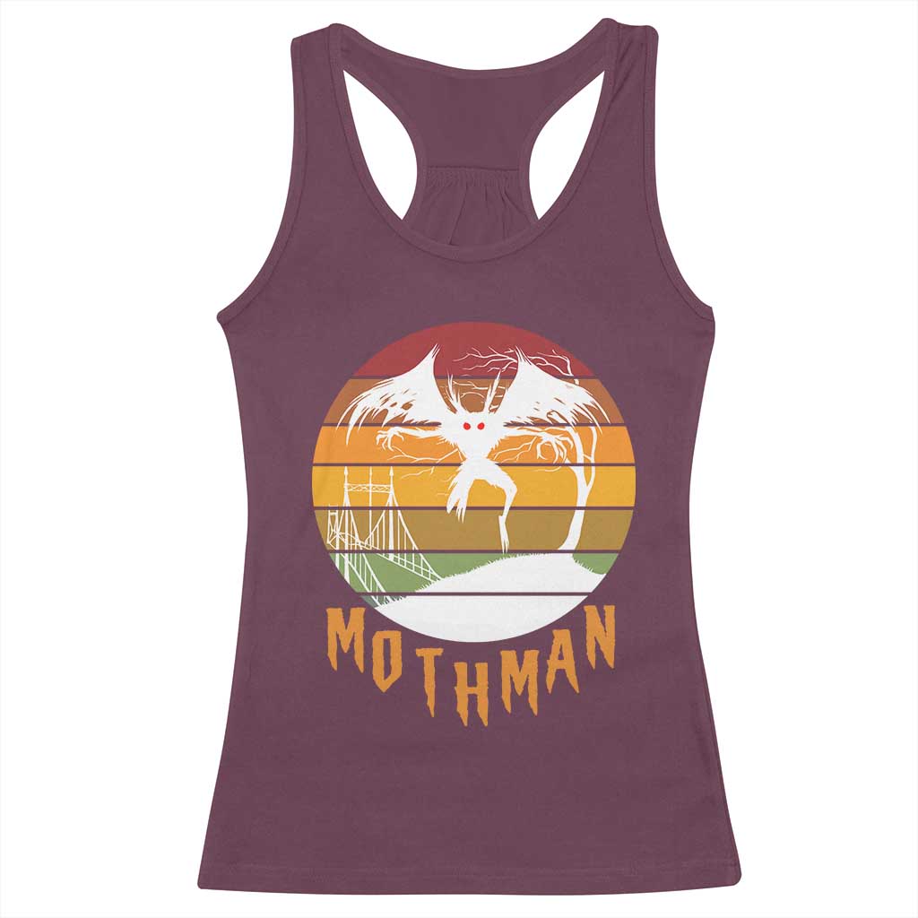 Mothman Racerback Tank Top Retro Vintage Cryptid Gothic Horror Gift - Wonder Print Shop