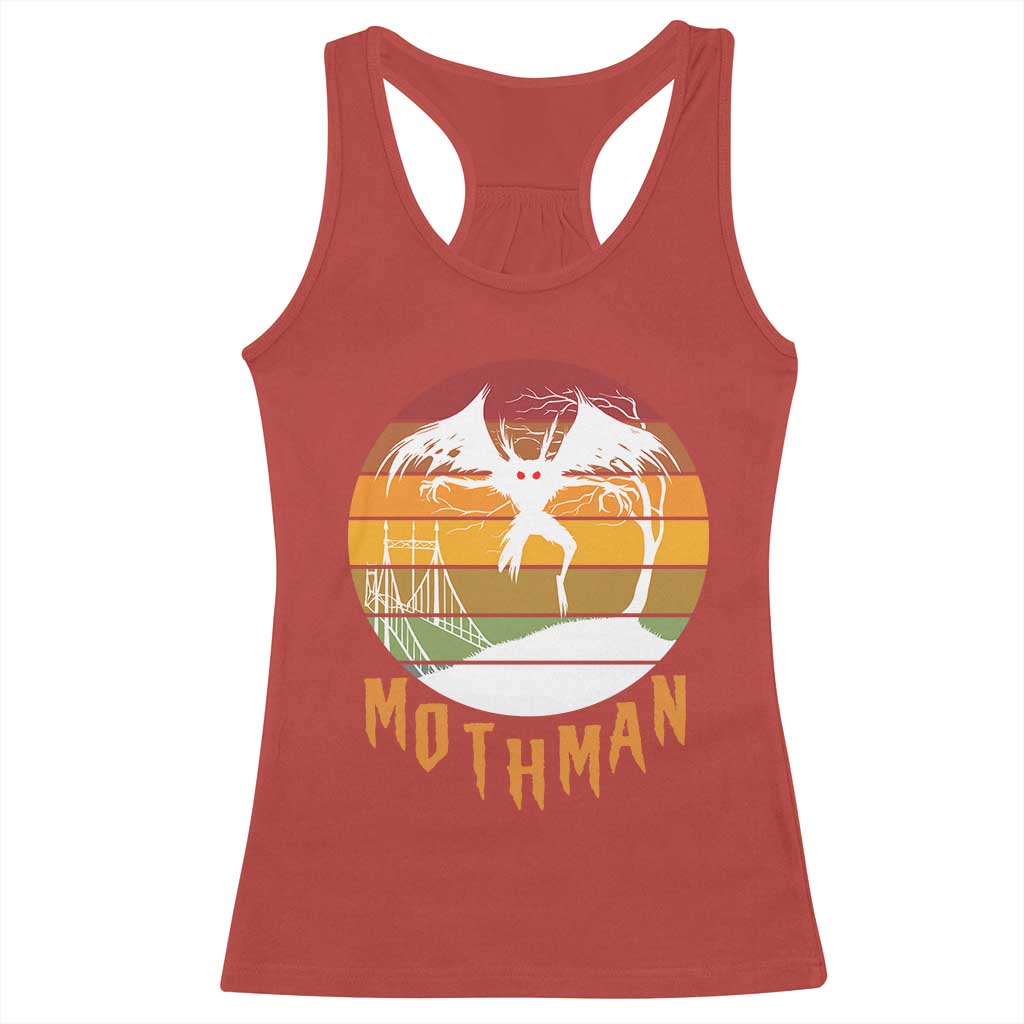 Mothman Racerback Tank Top Retro Vintage Cryptid Gothic Horror Gift - Wonder Print Shop