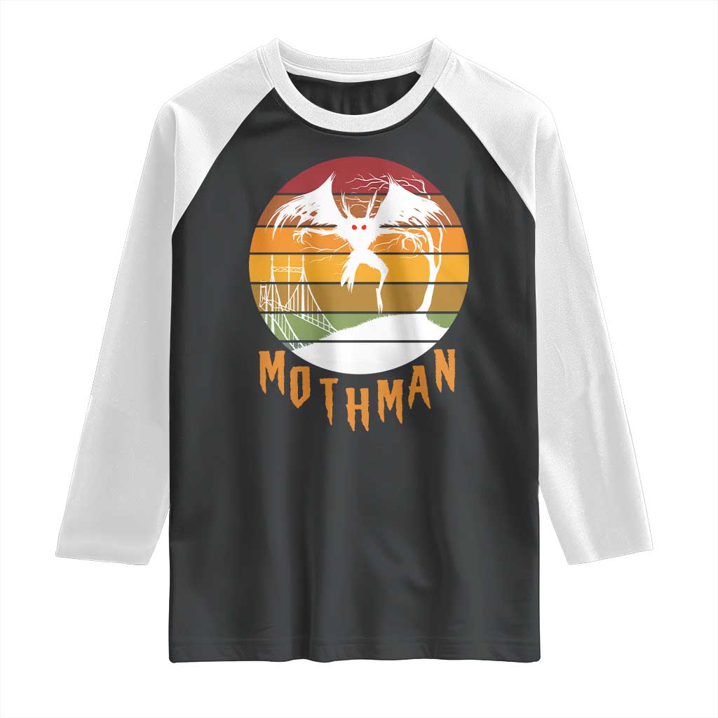 Mothman Raglan Shirt Retro Vintage Cryptid Gothic Horror Gift - Wonder Print Shop