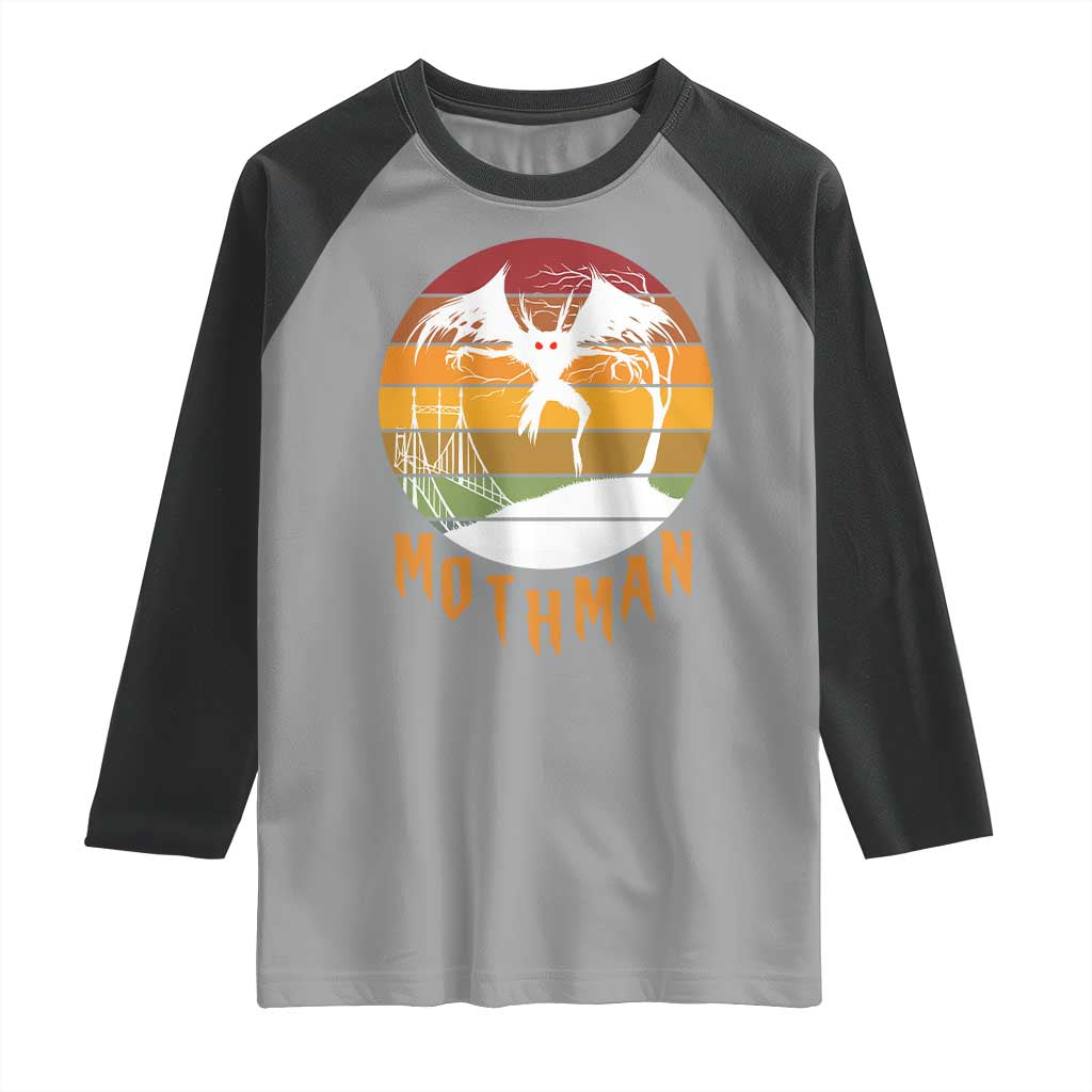 Mothman Raglan Shirt Retro Vintage Cryptid Gothic Horror Gift - Wonder Print Shop