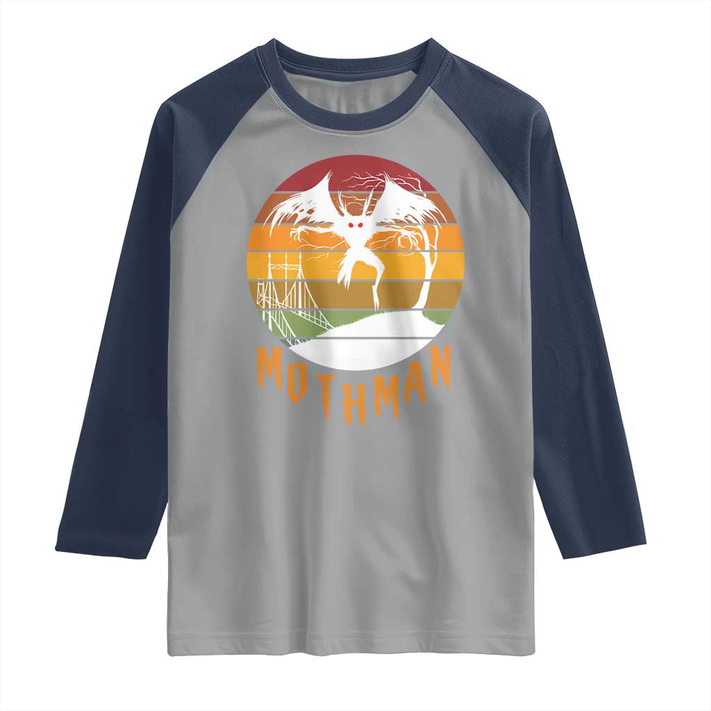 Mothman Raglan Shirt Retro Vintage Cryptid Gothic Horror Gift - Wonder Print Shop