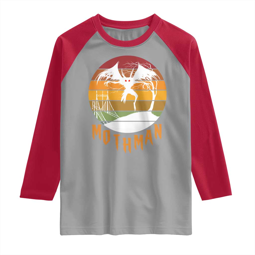 Mothman Raglan Shirt Retro Vintage Cryptid Gothic Horror Gift - Wonder Print Shop