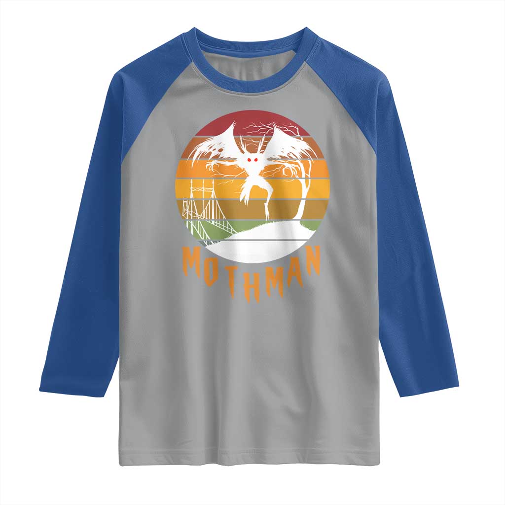 Mothman Raglan Shirt Retro Vintage Cryptid Gothic Horror Gift - Wonder Print Shop