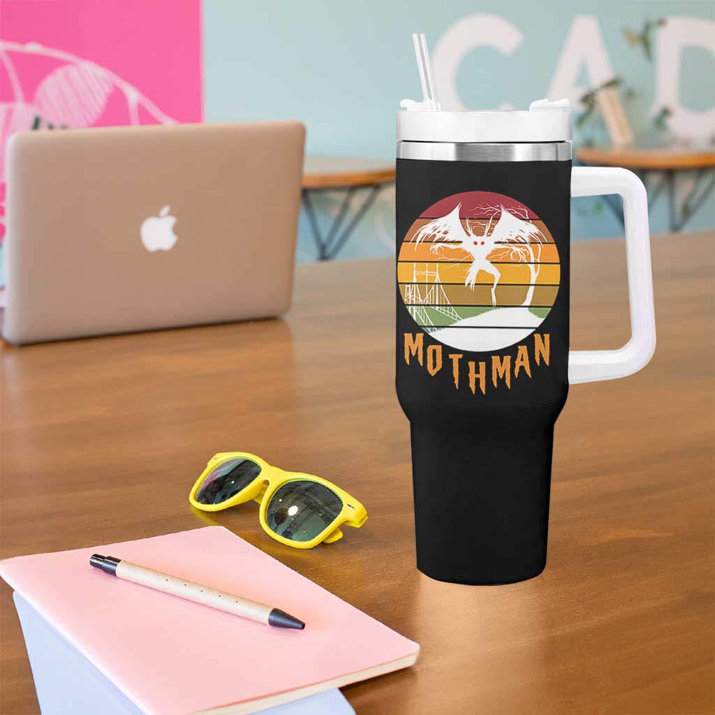 Mothman Tumbler With Handle Retro Vintage Cryptid Gothic Horror Gift