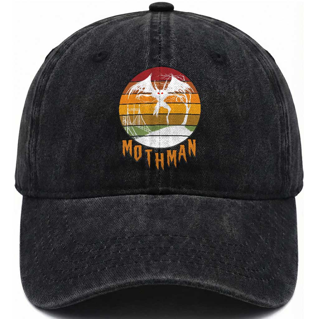 Mothman Washed Cotton Baseball Cap Retro Vintage Cryptid Gothic Horror Gift
