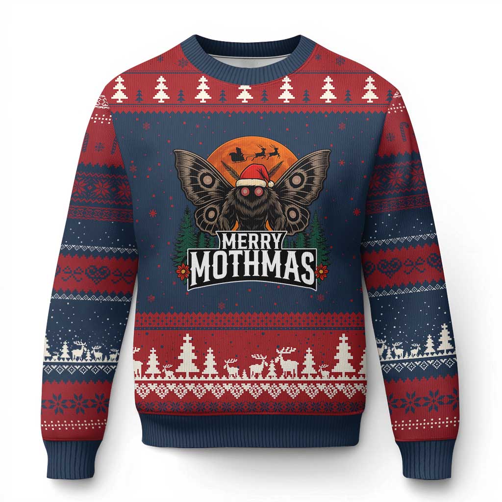 Mothman Ugly Christmas Sweater Holiday Humor Merry Mothmas Cryptid Gift - Wonder Print Shop