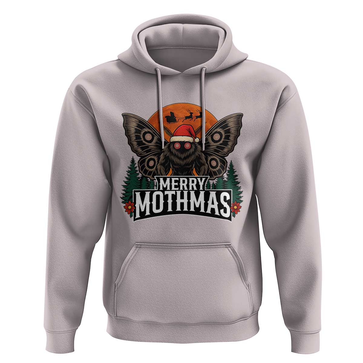 Mothman Hoodie Holiday Humor Merry Mothmas Cryptid Gift - Wonder Print Shop