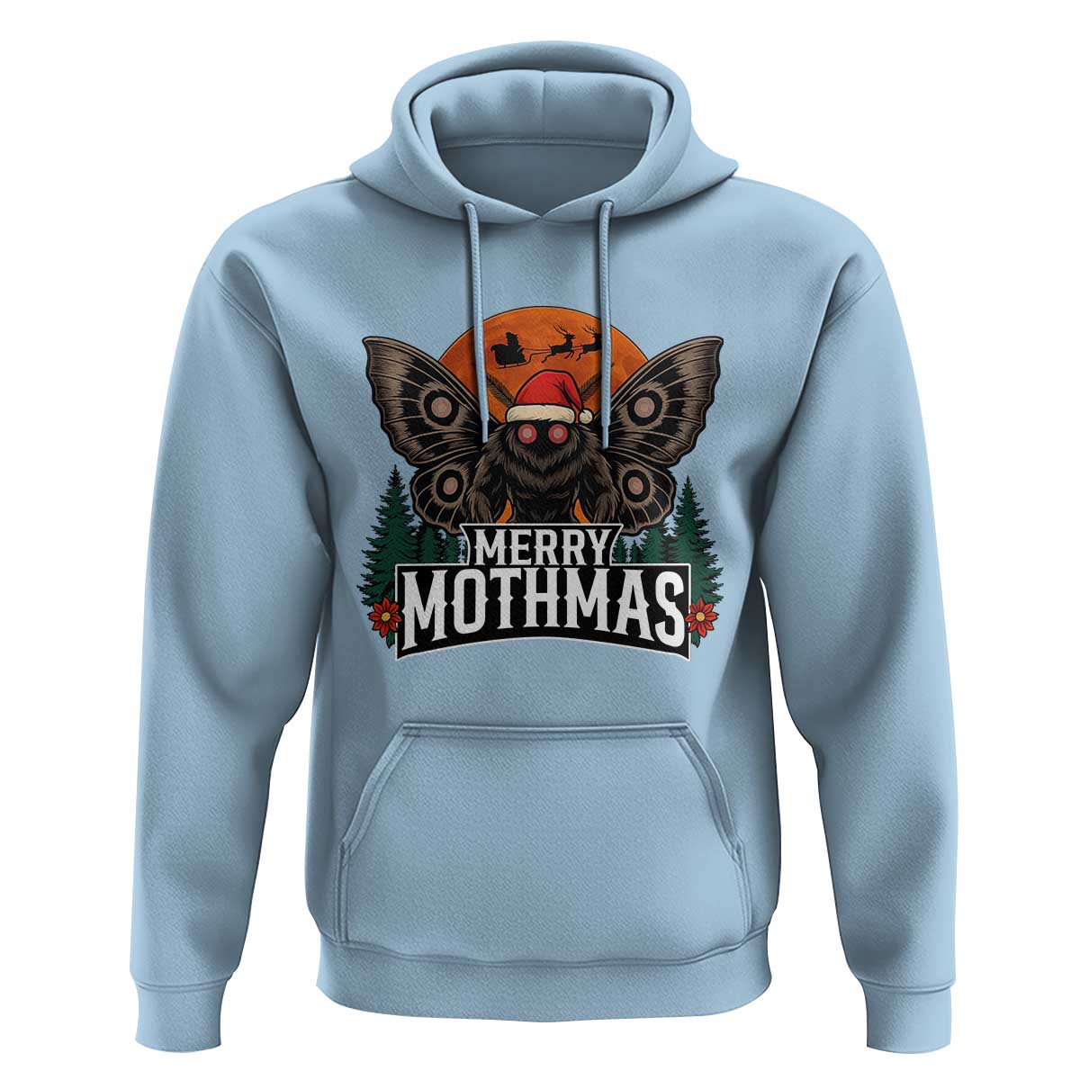 Mothman Hoodie Holiday Humor Merry Mothmas Cryptid Gift - Wonder Print Shop