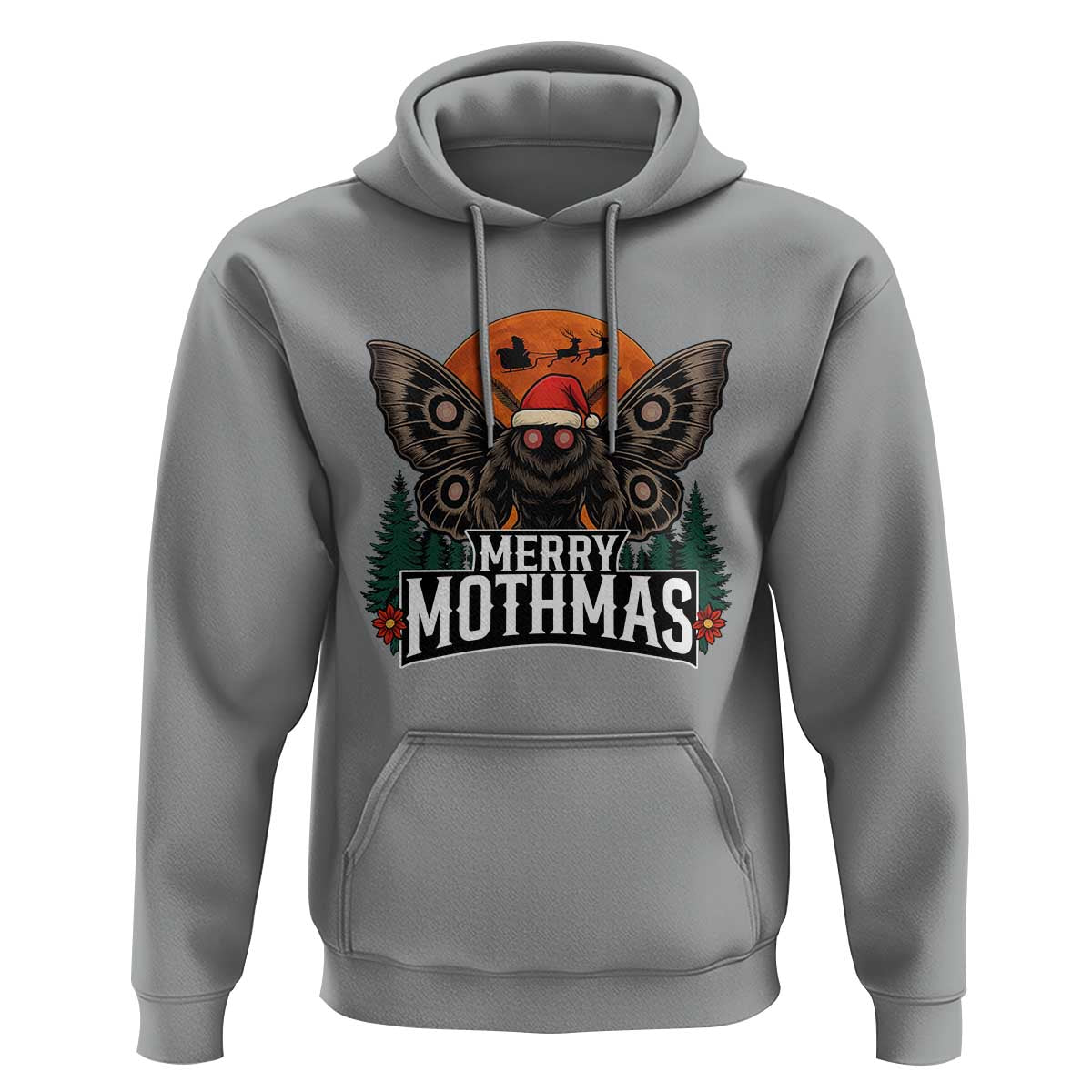 Mothman Hoodie Holiday Humor Merry Mothmas Cryptid Gift - Wonder Print Shop