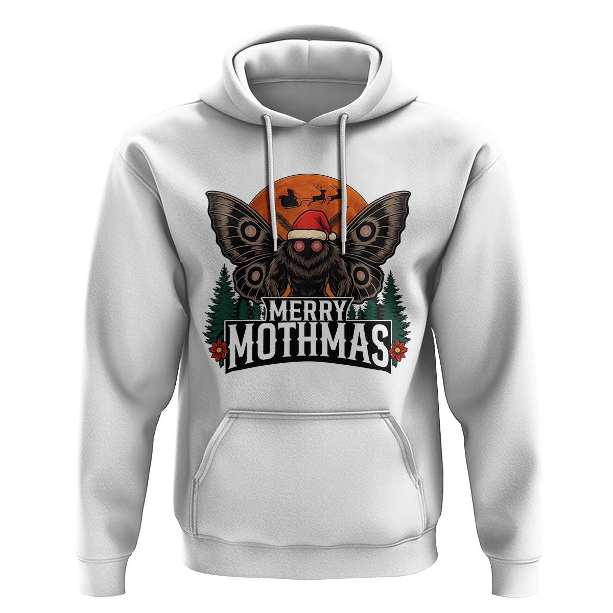 Mothman Hoodie Holiday Humor Merry Mothmas Cryptid Gift - Wonder Print Shop
