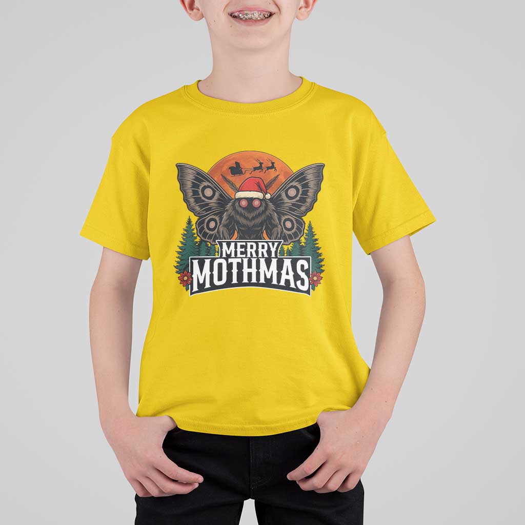 Mothman T Shirt For Kid Holiday Humor Merry Mothmas Cryptid Gift - Wonder Print Shop