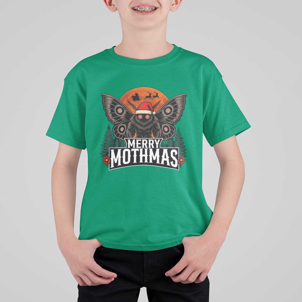 Mothman T Shirt For Kid Holiday Humor Merry Mothmas Cryptid Gift - Wonder Print Shop
