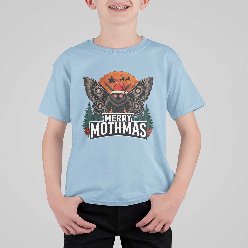 Mothman T Shirt For Kid Holiday Humor Merry Mothmas Cryptid Gift - Wonder Print Shop