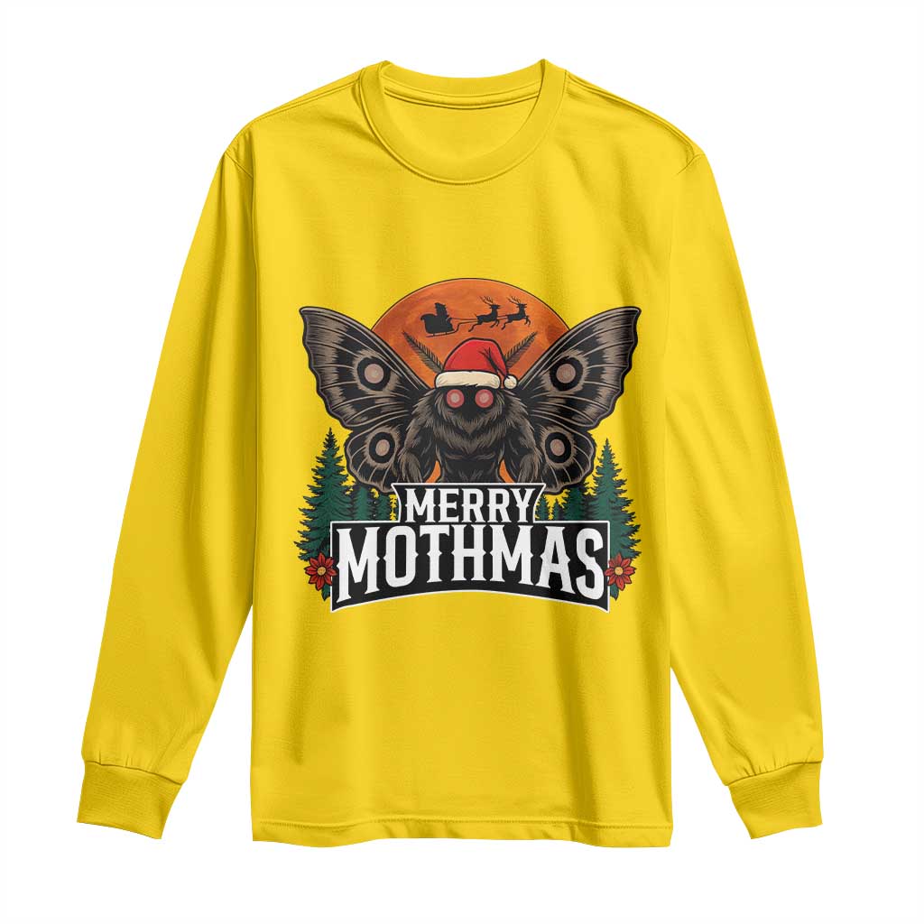 Mothman Long Sleeve Shirt Holiday Humor Merry Mothmas Cryptid Gift - Wonder Print Shop