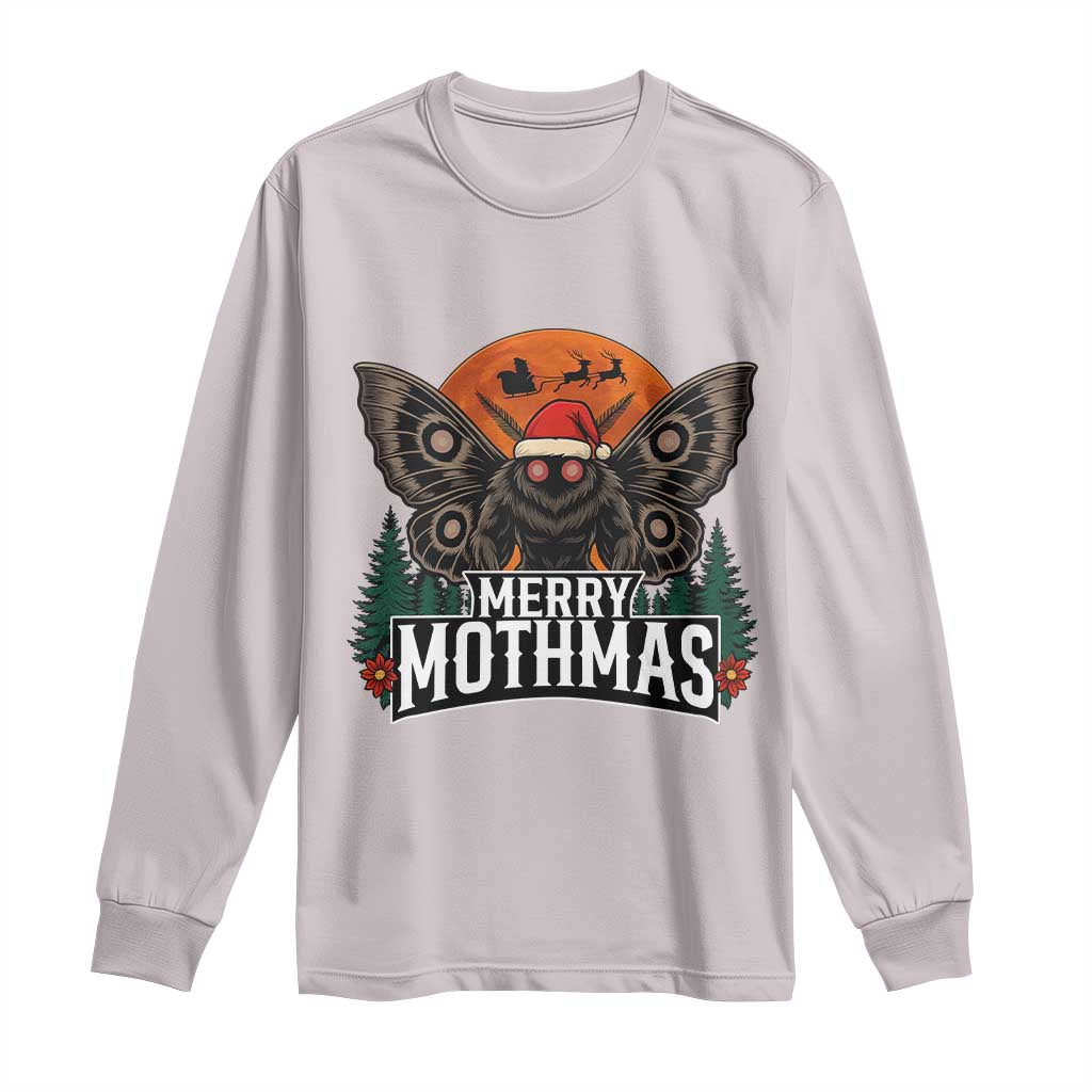 Mothman Long Sleeve Shirt Holiday Humor Merry Mothmas Cryptid Gift - Wonder Print Shop