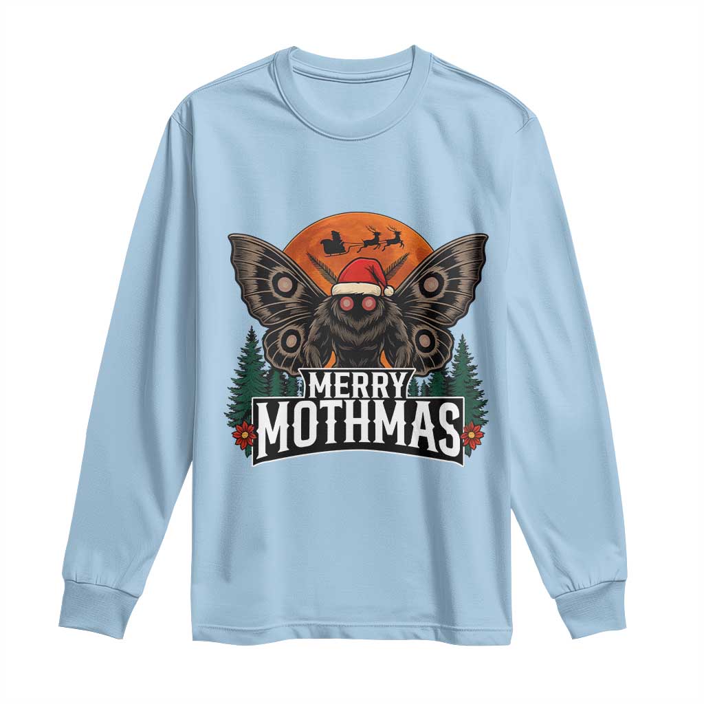 Mothman Long Sleeve Shirt Holiday Humor Merry Mothmas Cryptid Gift - Wonder Print Shop
