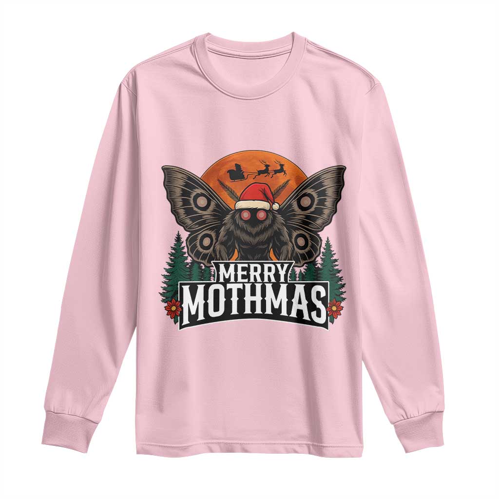 Mothman Long Sleeve Shirt Holiday Humor Merry Mothmas Cryptid Gift - Wonder Print Shop