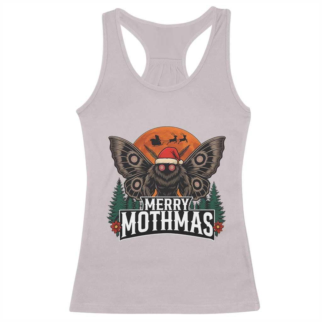 Mothman Racerback Tank Top Holiday Humor Merry Mothmas Cryptid Gift - Wonder Print Shop