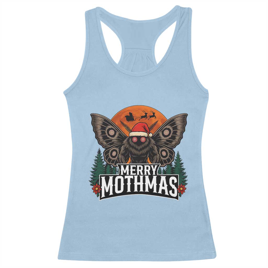 Mothman Racerback Tank Top Holiday Humor Merry Mothmas Cryptid Gift - Wonder Print Shop