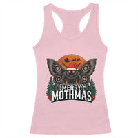 Mothman Racerback Tank Top Holiday Humor Merry Mothmas Cryptid Gift - Wonder Print Shop