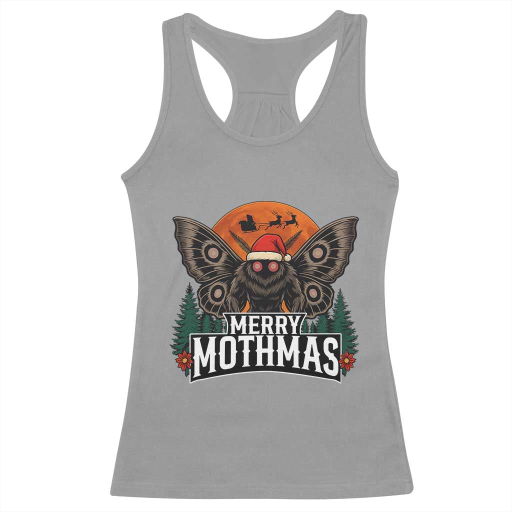 Mothman Racerback Tank Top Holiday Humor Merry Mothmas Cryptid Gift - Wonder Print Shop
