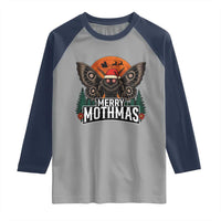 Mothman Raglan Shirt Holiday Humor Merry Mothmas Cryptid Gift - Wonder Print Shop